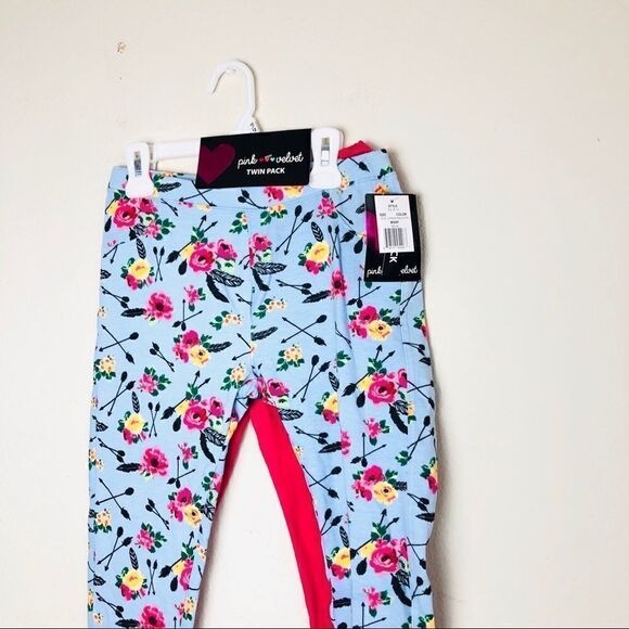NWT Set of 2 Pink Velvet Girls Leggings 10 - Picture 3 of 6